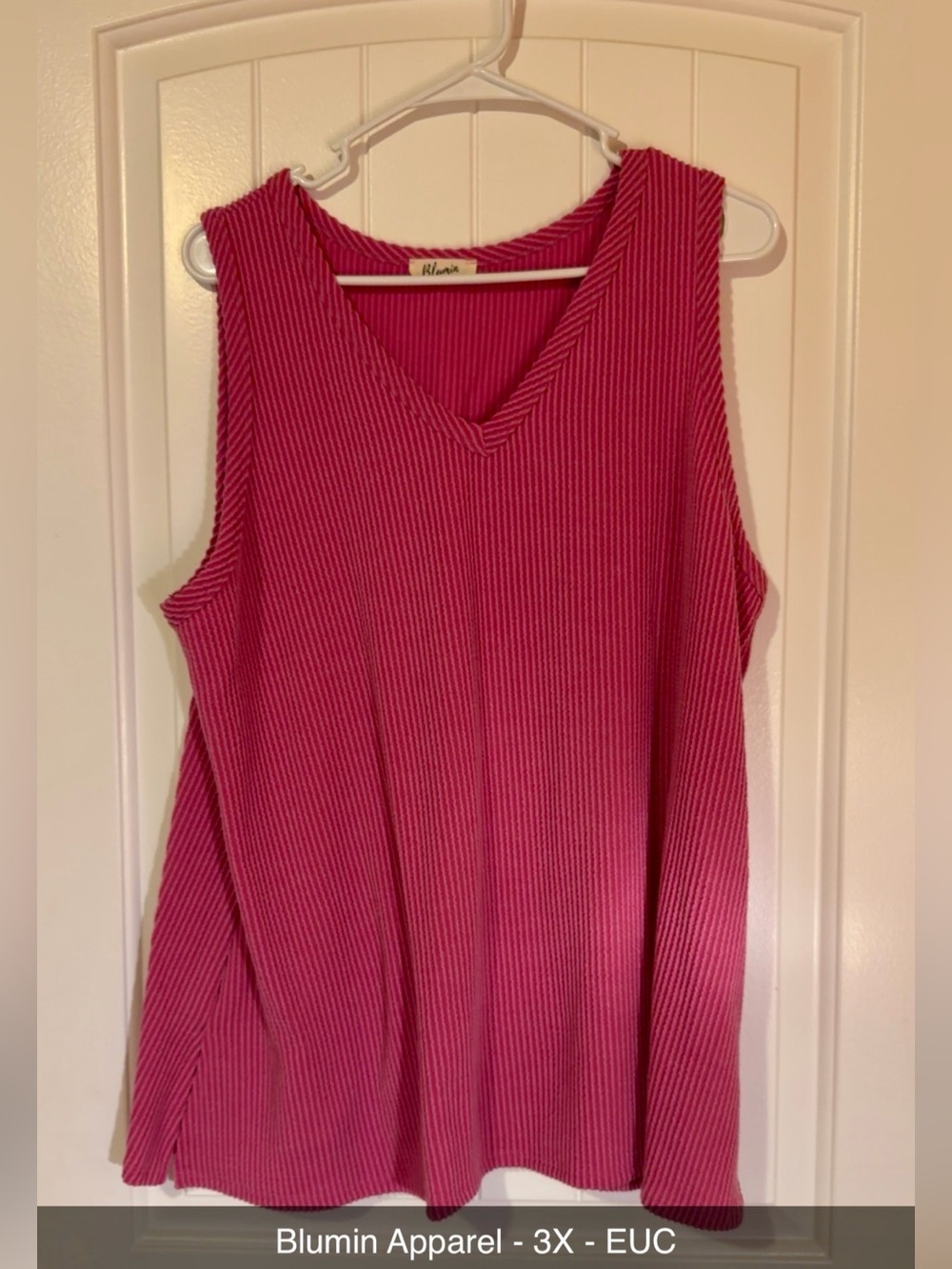 Women's Blumin Pink Ribbed V-Neck Tank Top